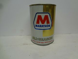 Vintage 1 Quart Marathon All - Season Motor Oil Can Full