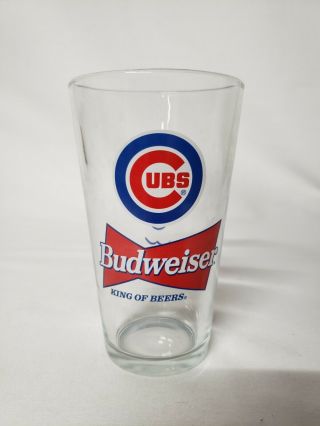 Vintage Budweiser Chicago Cubs Pint Glass,  Harry Carey 1998 Edition