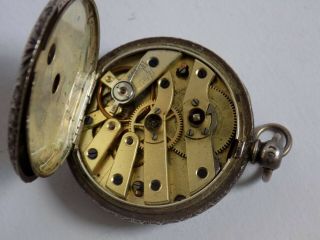 Antique 935 Silver Half Hunter Pocket Watch.  order with key.  W/O 6