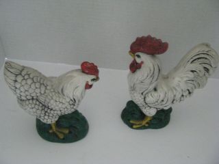 Vintage Hen 5 1/2 Inches And Rooster 6 1/2 Inches