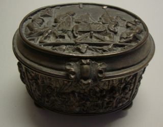 A Late Victorian Embossed Silver Plated Oval Trinket Box