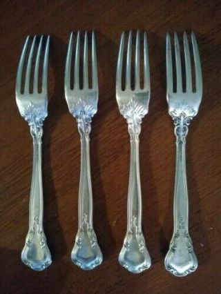 Four 4 Vintage Gorham Sterling Silver Forks Chantilly 2