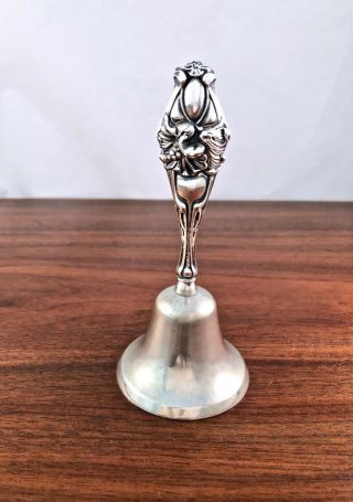 Large Art Nouveau American Sterling Silver Handled Bell Floral: No Monograms