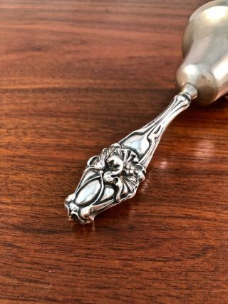 LARGE ART NOUVEAU AMERICAN STERLING SILVER HANDLED BELL FLORAL: NO MONOGRAMS 2
