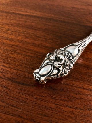 LARGE ART NOUVEAU AMERICAN STERLING SILVER HANDLED BELL FLORAL: NO MONOGRAMS 3