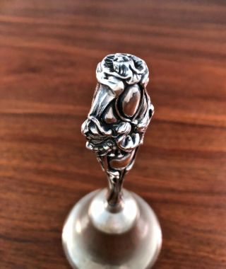 LARGE ART NOUVEAU AMERICAN STERLING SILVER HANDLED BELL FLORAL: NO MONOGRAMS 4