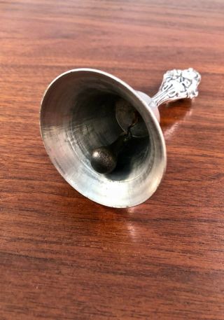LARGE ART NOUVEAU AMERICAN STERLING SILVER HANDLED BELL FLORAL: NO MONOGRAMS 6