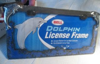 Dolphin License Plate Frame Made By Bell In Orig Package Mib Die Cast Nautical