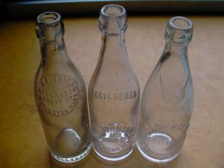 3beer/soda Blob Top Bottles Pierce/finnigan/johnson Worcester Mass Ma12oz1890s
