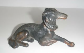 Vintage Small Cast Iron Borzoi Or Russian Wolfhound Paperweight Or Figurine