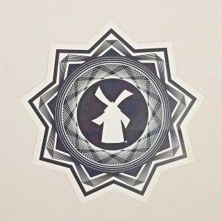 Dutch Bros Windmill Mandala Sticker Black White Boho 9 Pt Star Brothers Coffee