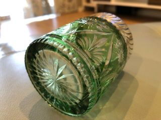 Antique 1897 Sterling Silver & GREEN Cut Glass Jar Inkwell BIRMINGHAM ENGLAND 7