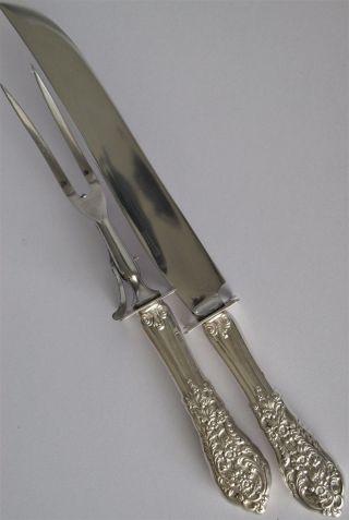 Reed & Barton Sterling Silver Florentine Lace 13 " Knife 10.  75 " Fork Carving Set