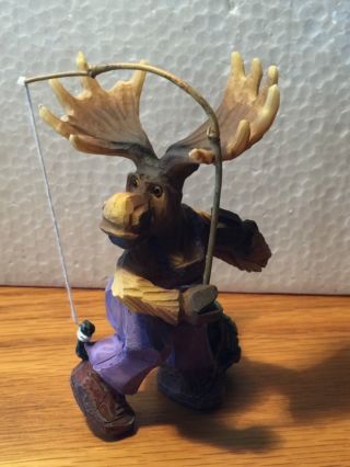 Colorful Moose Figurine - Fishing (3.  75 " Ht X 2.  5 " Width)