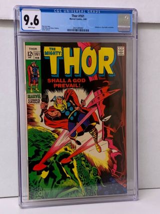 Mighty Thor 161 Cgc 9.  6 1969 White Pages Wp Key Book Galactus Versus Ego