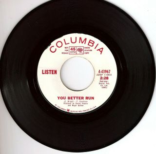 Led Zeppelin / Robert Plant Listen You Better Run Promo 7 " Vinyl 45 Exc