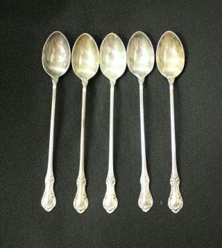 Set Of 5 International Sterling Wild Rose Iced Tea Spoons 7 3/8 " - No Mono