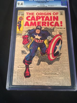 Captain America 109 Cgc 9.  4 1969 The Origin Of Captain America 