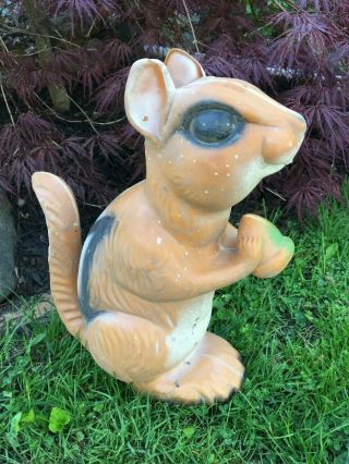 Vintage Squirrel Yard Art Decor Hard Plastic Figure Unmarked Cute 13 " Tall