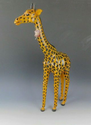 Leather Giraffe Large Animal Statue Decor Figure Made In India 28 
