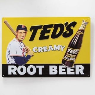 Large 17  Boston Red Sox Ted Williams Soda Bottle Metal Embossed Sign