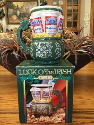 Budweiser Luck Of The Irish Collector Beer Stein Mug 1993 In The Box