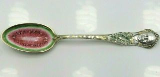 Gorham Black Americana Sterling Gw Watermelon Enamel Atlanta Souvenir Spoon