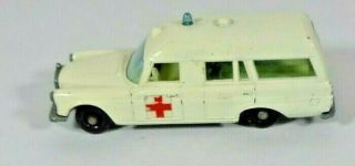 C1960s Matchbox 3 By Lesney Metal Toy White Mercedes Benz Ambulance 3 " England
