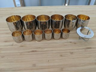 Set Of 12 Vintage German Nesting Cups / Shot Glasses Stamped O.  R.  G.  M
