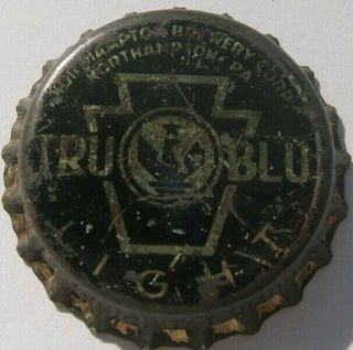 Tru Blu Light Beer Bottle Cap; 1935 - 41; Northampton,  Pa Tax Keystone; Cork