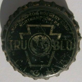TRU BLU LIGHT BEER BOTTLE CAP; 1935 - 41; NORTHAMPTON,  PA TAX KEYSTONE; CORK 5