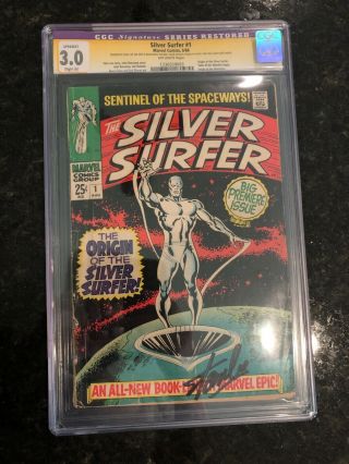 Signed By Stan Lee Signature Series Black Surfer Issue 1 Cgc 3.  0 Black Sig
