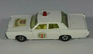C1960s Matchbox 55/73 By Lesney Metal White Mercury Police Car 3 " England