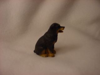 Rottweiler Puppy Dog Figurine Resin Hand Painted Miniature Small Mini Statue