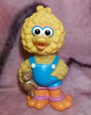 Vintage Sesame Street - Baby Big Bird Plastic Bank With Stopper - Illco