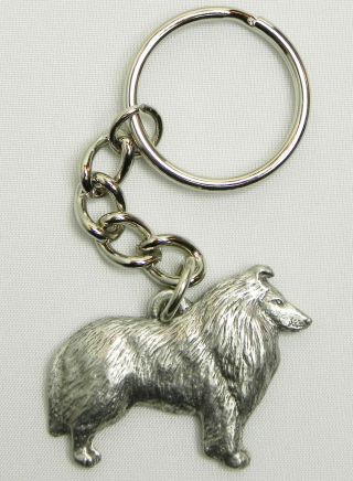 Collie Dog Keychain Keyring Harris Pewter Made Usa Key Chain Ring