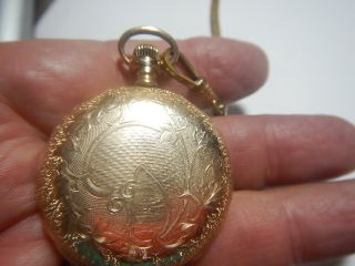 Waltham Pocket Watch Hunter Case With Old Chain Crescent Case