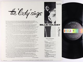 Billie Holiday - The Lady Sings LP - Decca - DL 8215 Mono VG, 2