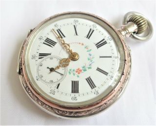 Antique Top Wind Hallmarked Solid Silver (0.  800) Continental Pocket Watch