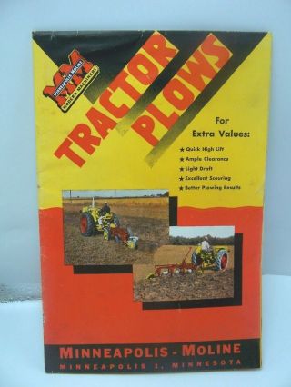 1949 Minneapolis Moline Tractor Plows Sales Brochure