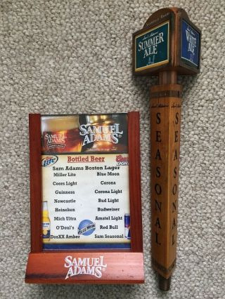 Samuel Adams Wooden Beer Tap Handle Seasonal W Changeable Signs & Bar Table Sign