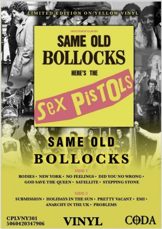 Same Old Bollocks Here’s The Sex Pistols Yellow Vinyl Lp -