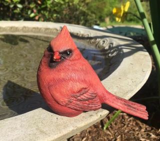 Resin Cardinal Red Bird Figure Garden Christmas Home Decor 3 Inch