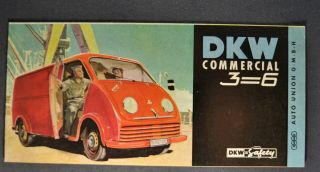 1955 Dkw Auto Union 3=6 Brochure Commercial Van Pickup Combi