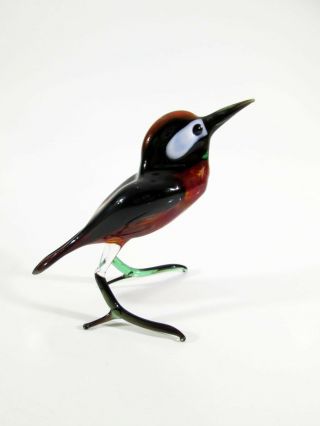 Woodpecker Statuette Figurine Bird Art Blown Glass Russian Murano Handmade 6