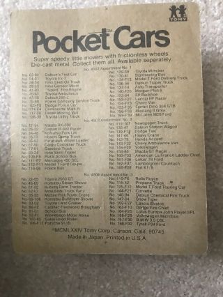 1979 TOMY / Tomica Pocket Cars Nissan Moving Van No.  117 - 20 Assortment No.  4502 2