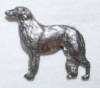 Borzoi Dog Fine Pewter Pin Jewelry Art Usa Made
