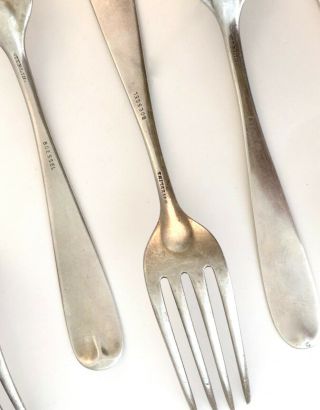 Vintage set of five (5) Antique Boessel Sterling Silver Dinner Forks 6