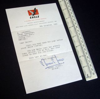 1951 Vintage Eagle Dan Dare Editor Marcus Morris Signed Typewritten Letter