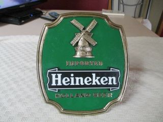 Vintage Heineken Imported Holland Beer Table Wall Sign Hard Plastic